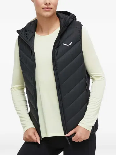 Salewa Fanes Sarner Hooded Quilted-pattern Gilet In Black