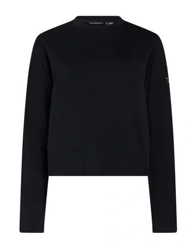 Salewa Fanes Woman Sweatshirt Black Size 14 Cotton, Lyocell, Elastane In Blue