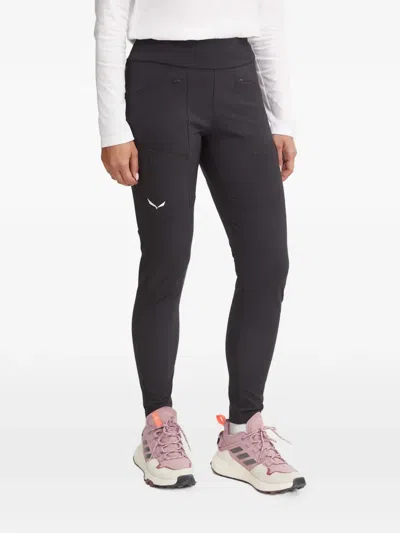 Salewa Logo-detail Performance Leggings In Black