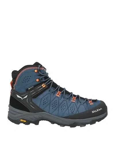 Salewa Ms Alp Trainer 2 Mid Gtx Man Ankle Boots Navy Size 9.5 Leather, Textile Fibers In Blue