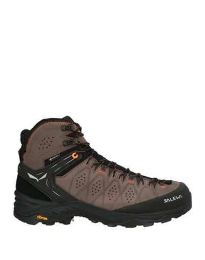 Salewa Ms Alp Trainer 2 Mid Gtx Man Ankle Boots Taupe Size 9.5 Leather, Textile Fibers In Multi