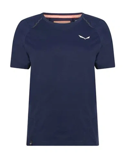 Salewa Pedroc Dry Woman T-shirt Navy Size 12 Polyester In Blue