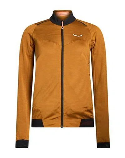 Salewa Pedroc Woman Sweatshirt Mustard Size 8 Recycled Polyester, Elastane In Brown