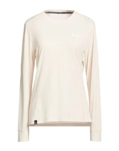 Salewa Puez Woman T-shirt Beige Size 12 Recycled Polyester, Polyester, Lyocell In Neutral