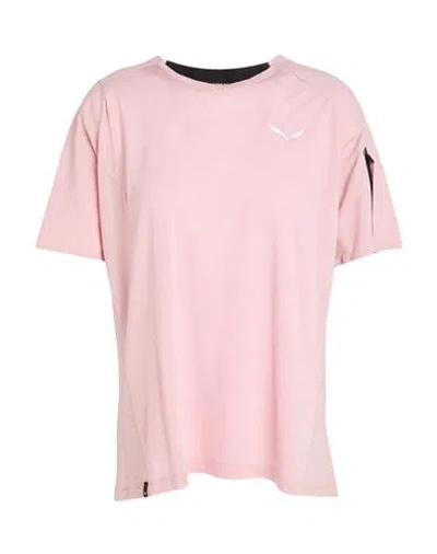 Salewa Puez Woman T-shirt Pink Size 12 Lyocell, Wool, Polyamide