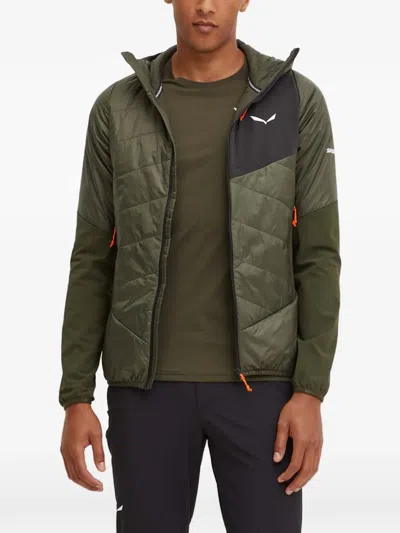 Salewa Quilted Hooded Jacket In Green