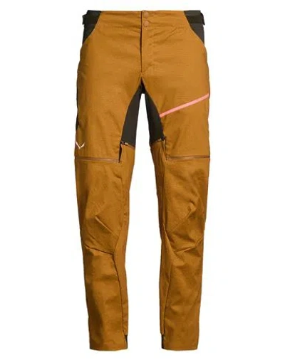 Salewa Vento Man Pants Mustard Size 30 Hemp, Recycled Polyester, Elastane In Yellow