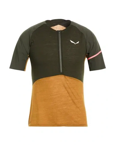 Salewa Vento Man T-shirt Dark Green Size 42 Lyocell, Virgin Wool, Polyamide