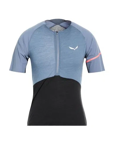 Salewa Vento Man T-shirt Slate Blue Size 42 Lyocell, Virgin Wool, Polyamide