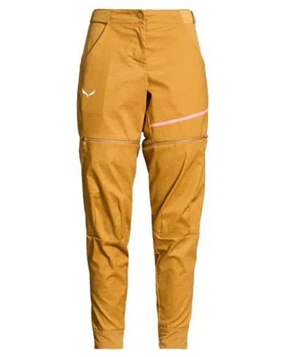 Salewa Vento Woman Pants Mustard Size 10 Hemp, Recycled Polyester, Elastane, Polyamide In Yellow