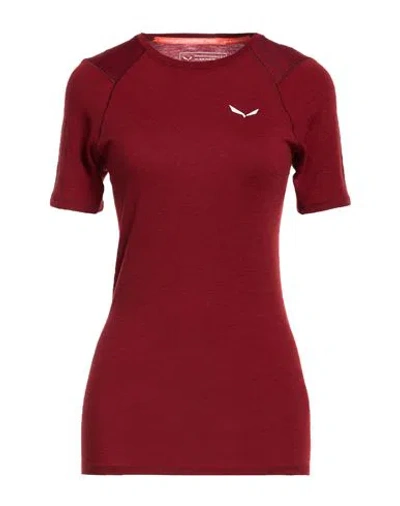 Salewa Woman T-shirt Burgundy Size 6 Merino Wool, Polyamide In Red
