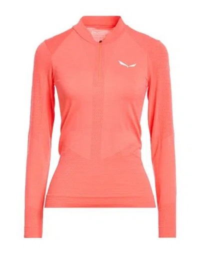 Salewa Woman T-shirt Coral Size 6 Wool, Polyamide In Red