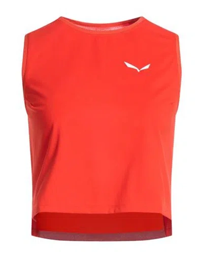 Salewa Woman T-shirt Orange Size M/l Polyamide, Polyester, Elastane In Red