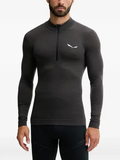 Salewa Zebru Zip T-shirt In Gray