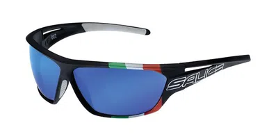 Salice 002 Ita Q Nero/rw Blu Occhiali Da Sole Neri Per Uomo In Black