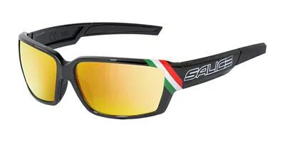 Salice 008 Ita Ir Nero/rw Giallo Occhiali Da Sole Neri Per Uomo In Black