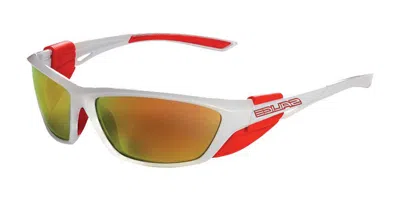 Salice 010 Q Bianco/rw Rosso Occhiali Da Sole Bianchi Per Uomo In Red