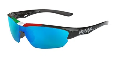 Salice 011 Ita Rwx Nero/rw Blu Occhiali Da Sole Neri Per Uomo In Yellow