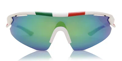 Salice 012 Ita Bianco/rw Verde Occhiali Da Sole Rossi Per Uomo In Green