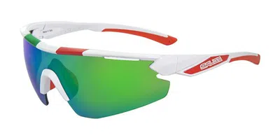 Salice 012 Ita Rwx Bianco/rw Verde Occhiali Da Sole Bianchi Per Uomo In Transparent