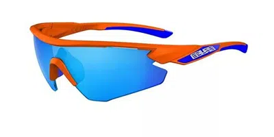 Salice 012 Rw Arancio/rw Blu Occhiali Da Sole Neri Per Uomo In Blue