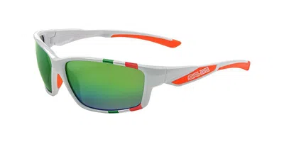 Salice 014 Ita Q Bianco/rw Verde Occhiali Da Sole Bianchi Per Uomo In White