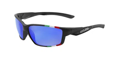Salice 014 Ita Q Nero/rw Blu Occhiali Da Sole Neri Per Uomo In Black