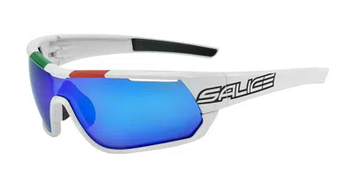 Salice 016 Ita Rwx Bianco/rw Blu Occhiali Da Sole Bianchi Per Uomo In Blue
