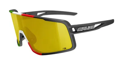 Salice 022 Ita Rwx Nero/rw Giallo Occhiali Da Sole Bianchi Per Uomo In Green