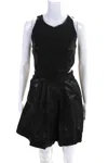 Sally Lapointe Womens Cutout Bodice Leather Mini A Line Dress Black In Black