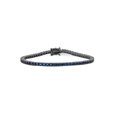 Sally Skoufis Men's Black / Blue Behave Bracelet With Man Made Sapphires In Premium Black Rhodium In Multi