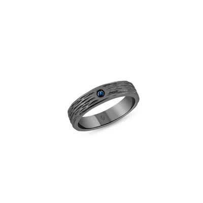Sally Skoufis Men's Black / Blue Corrente Ring With Natural Sapphire In Premium Black Rhodium In Multi