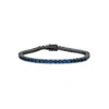 Sally Skoufis Men's Black / Blue Rebel Bracelet With Man Made Sapphire In Premium Black Rhodium In Multi