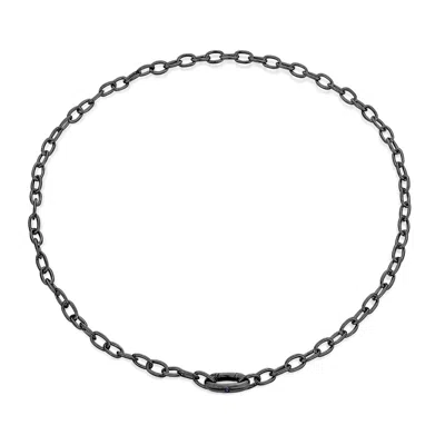 Sally Skoufis Men's Black / Blue Shadow Chain Necklace With Natural Sapphire In Premium Black Rhodium In Multi