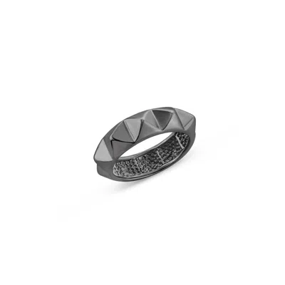 Sally Skoufis Men's Honeycomb Ring Grande With Premium Black Rhodium