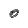 Sally Skoufis Men's Noble Ring With Man Made Cz Diamond Stimulant In Sterling Silver & Premium Black Rhodium In Black