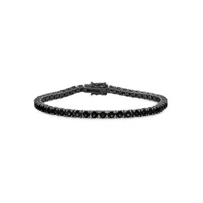 Sally Skoufis Men's Rebel Bracelet With Man Made Cz Diamond Stimulant In Sterling Silver & Premium Black Rhodium