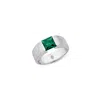 Sally Skoufis Men's Silver / Green Anima Ring With Natural Emerald In Brushed Sterling Silver In Multi