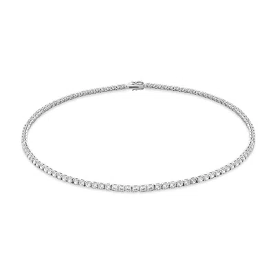 Sally Skoufis Men's Silver / White Rebel Necklace With Man Made Cz Diamond Stimulant In Sterling Silver In Multi