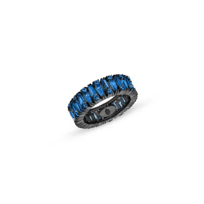 Sally Skoufis Women's Black / Blue Culture Ring With Man Made Sapphires In Premium Black Rhodium In Multi