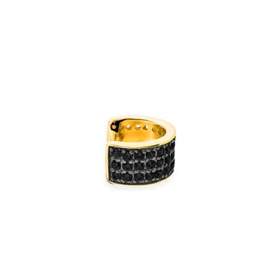 Sally Skoufis Women's Black / Gold Destiny Ear Cuff With Man Made Black Cz Diamond Stimulant In Sterling Silver &  In Multi