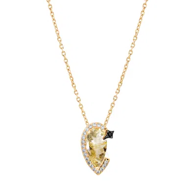 Sally Skoufis Women's Black / Gold Nourish Necklace Petite With Natural Black Diamond & Gold Rutile In Gold In Multi
