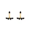Sally Skoufis Women's Black / Gold Pure Ear Jacket With Man Made Black Cz Diamond Stimulant In Sterling Silver & 1 In Multi