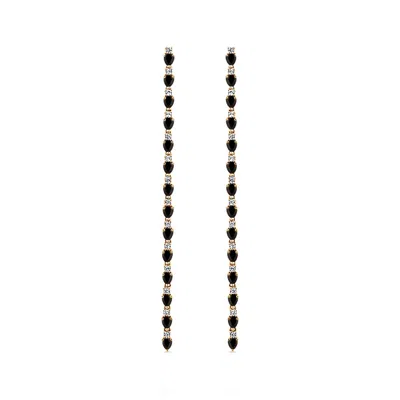 Sally Skoufis Women's Black / Gold Pure Earrings With Man Made Cz Diamond Stimulant In Sterling Silver & 18k Gold  In Multi