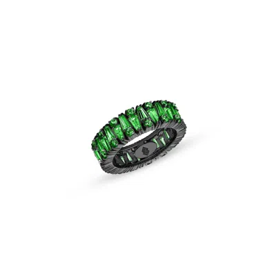 Sally Skoufis Women's Black / Green Culture Ring With Man Made Emerald In Premium Black Rhodium In Multi