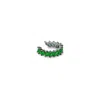 Sally Skoufis Women's Black / Green Emergence Ear Cuff With Man Made Emeralds In Premium Black Rhodium In Multi