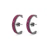 Sally Skoufis Women's Black / Red Culture Earrings With Man Made Rubies In Premium Black Rhodium In Multi