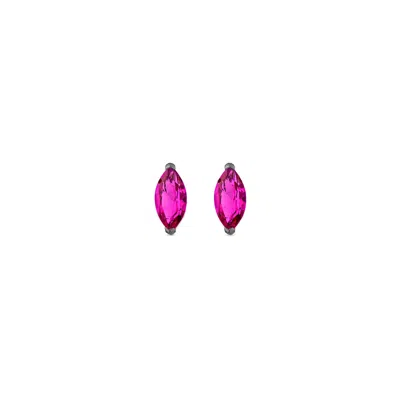 Sally Skoufis Women's Black / Red Natural Stud Earrings With Man Made Ruby In Premium Black Rhodium In Multi