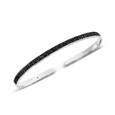 Sally Skoufis Women's Black / Silver Destiny Palm Cuff With Man Made Cz Diamond Stimulant In Sterling Silver & Pla In Multi