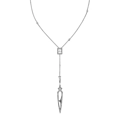 Sally Skoufis Women's Black / Silver / White Shield Necklace With Natural Black Diamond & Man Made Cz Diamond Stim In Multi
